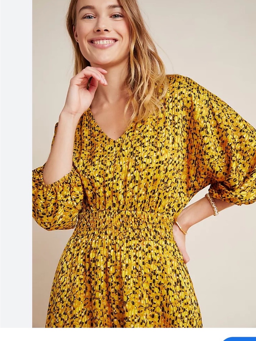 Anthropologie Yellow Printed Midi Dress